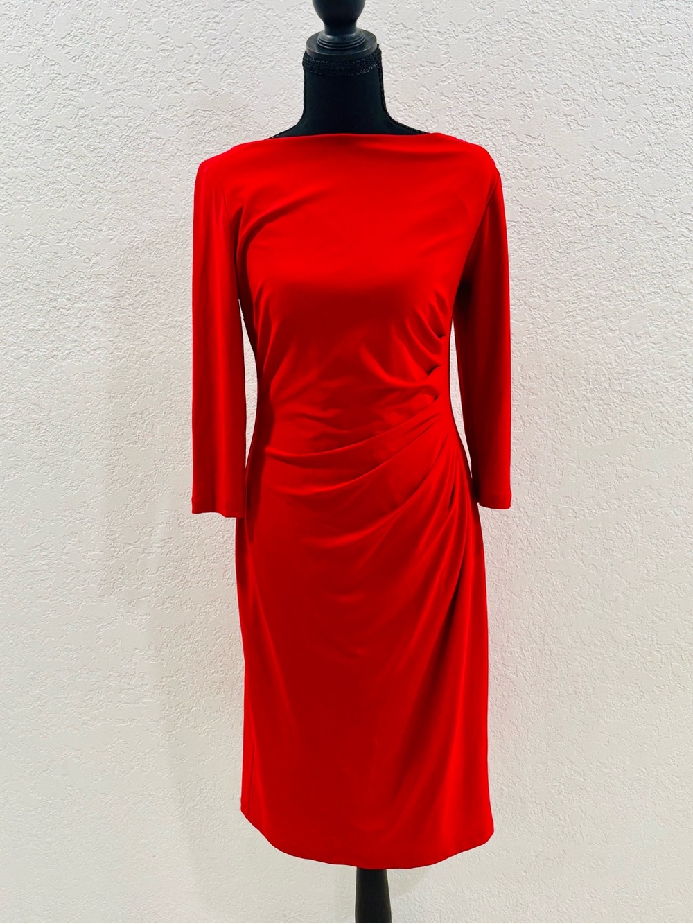 American Living Red Long Sleeve Draped Midi Dress
